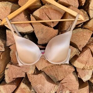La SENZA 32 DD Tan Satin Women's Bra Y2K